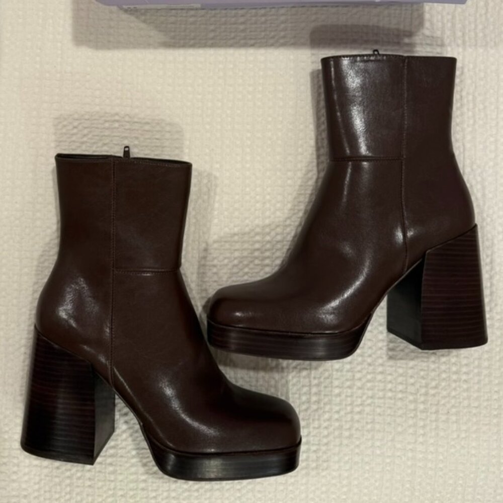 STEVE MADDEN - MADDEN GIRL Dark Brown Platform Bootie, New, Size 8.5